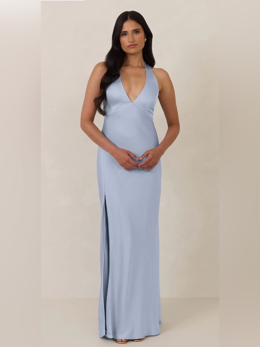 Park & Fifth Hollis Dress Powder Blue Satin Xs